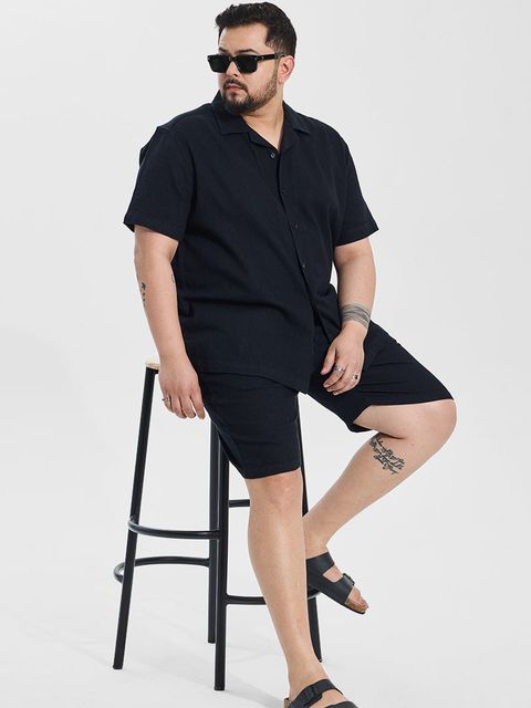 Black Relaxed Fit Plus Size Co-ords - View 1