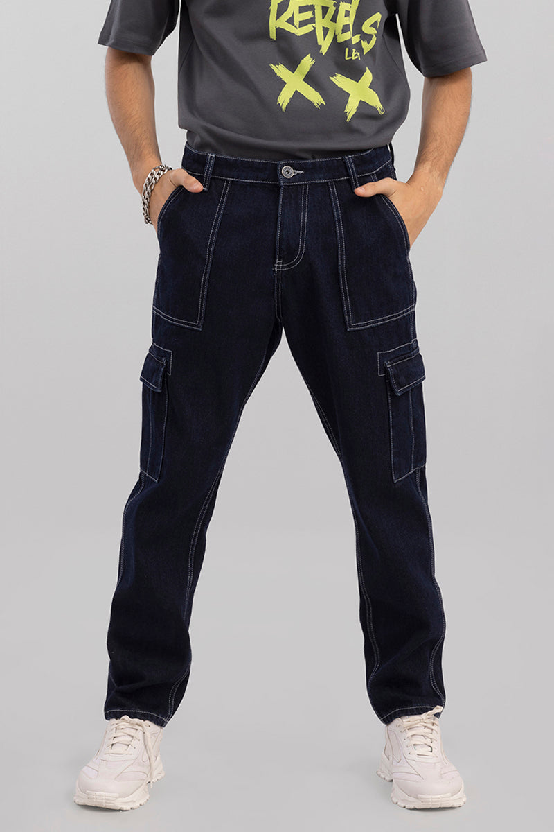 Blue Baggy Fit Jeans - View 1