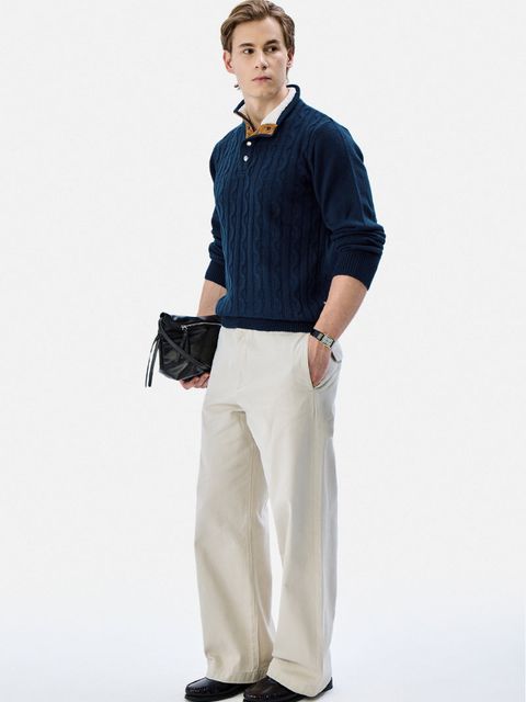 Mock Neck Cable Knit Luxe Sweater - View 2
