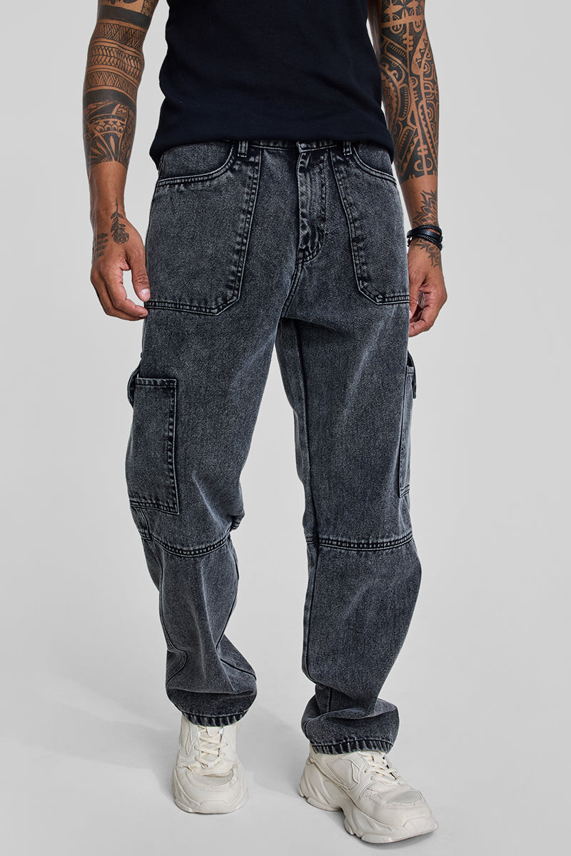 Charcoal Grey Baggy Fit Jeans - View 1
