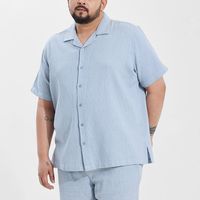 Light Blue Relaxed Fit Plus Size Co-ords - View 1