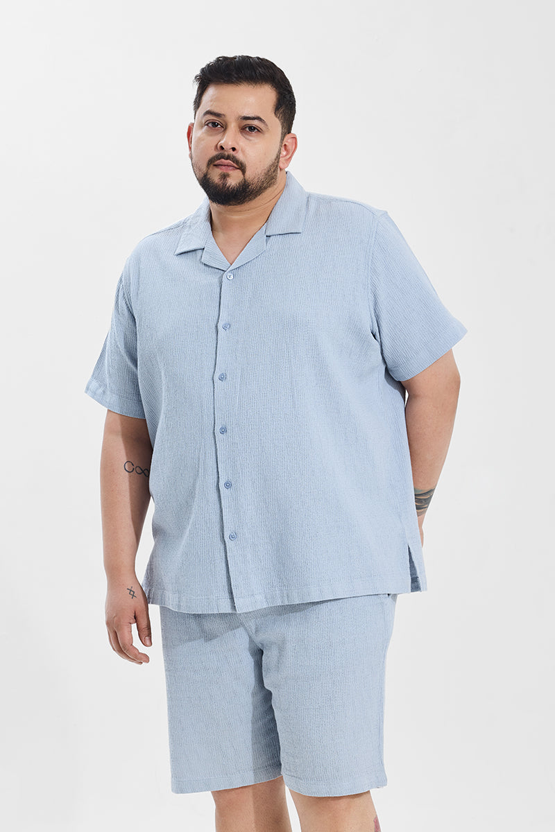 Light Blue Relaxed Fit Plus Size Co-ords - View 1