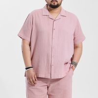 Pastel Pink Relaxed Fit Plus Size Co-ords - View 1