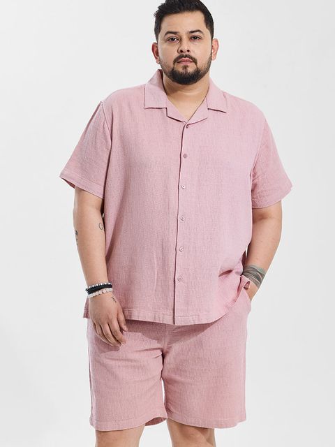Pastel Pink Relaxed Fit Plus Size Co-ords - View 1