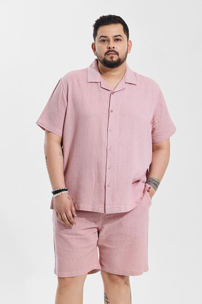 Pastel Pink Relaxed Fit Plus Size Co-ords - View 1