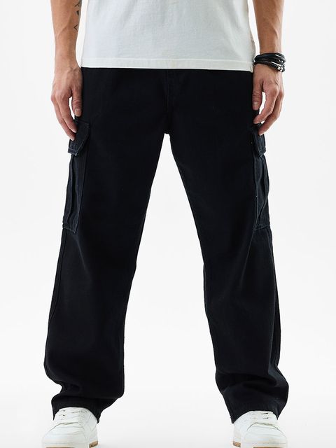 Pull On Jet Black Baggy Fit Jeans - View 2