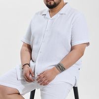 White Relaxed Fit Plus Size Co-ords - View 1