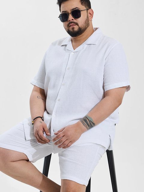 White Relaxed Fit Plus Size Co-ords - View 1