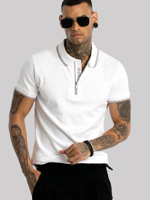 PINK Zipper Polo T-Shirt - View 1