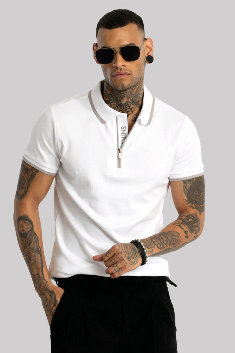 PINK Zipper Polo T-Shirt - View 1